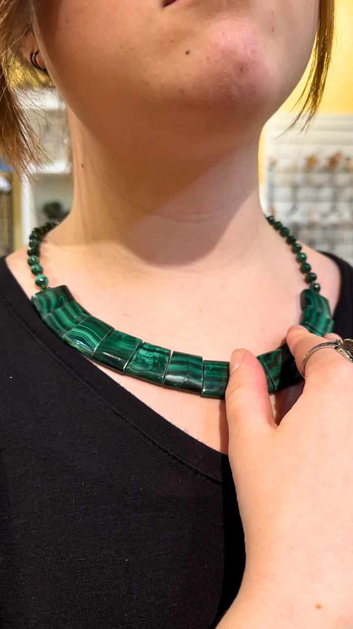 Beaded Malachite circular Necklace
