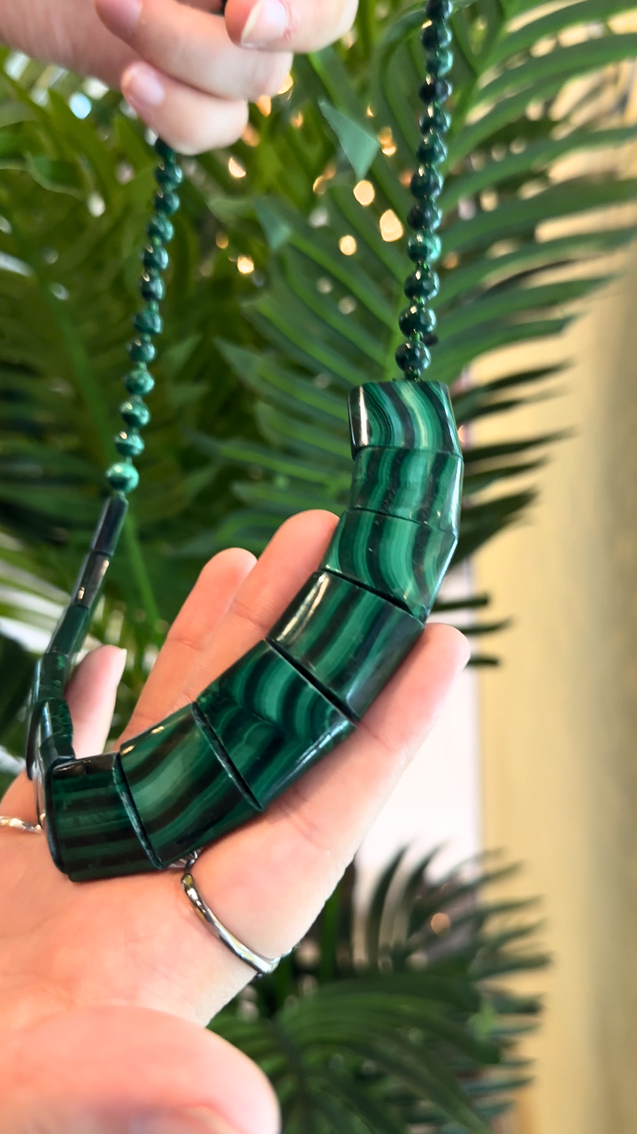 Beaded Malachite circular Necklace