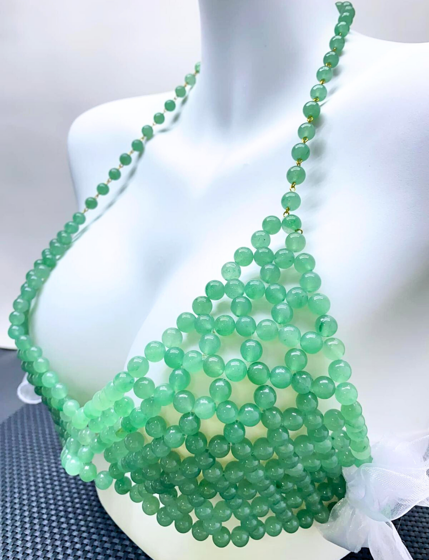 Gemstone Green Aventurine Beaded Bralette