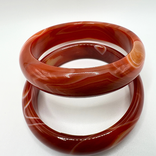 Vintage Solid Carnelian Agate Bangle Bracelet