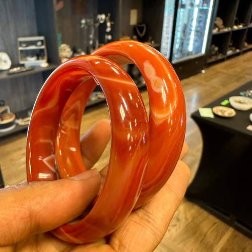 Vintage Solid Carnelian Agate Bangle Bracelet