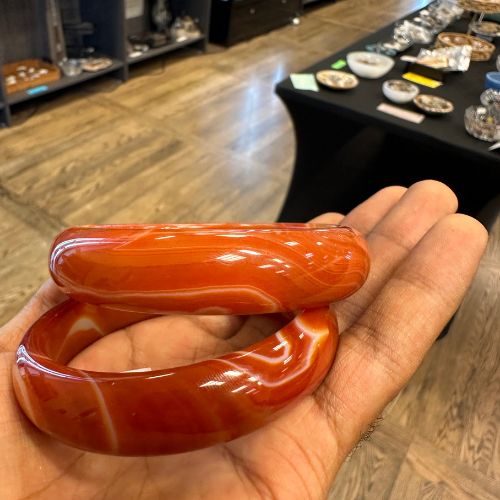 Vintage Solid Carnelian Agate Bangle Bracelet