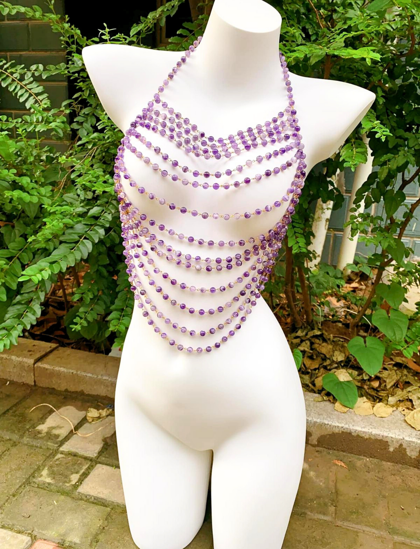 Gemstone Amethyst Beaded Bralette