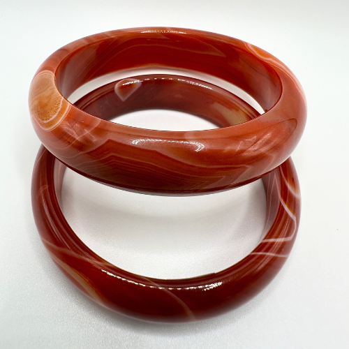 Vintage Solid Carnelian Agate Bangle Bracelet