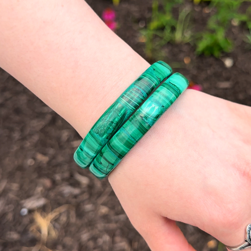 Vintage solid malachite bangle